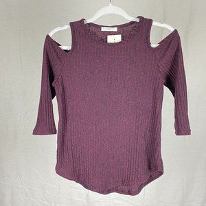 NWT Ripe Women's Cold Shoulder 3/4 Three Quarter Length Sleeve Knit Fabr…